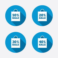 Sale bag tag icons. Discount symbols.