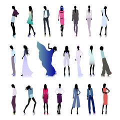 Set of high fashion women colored