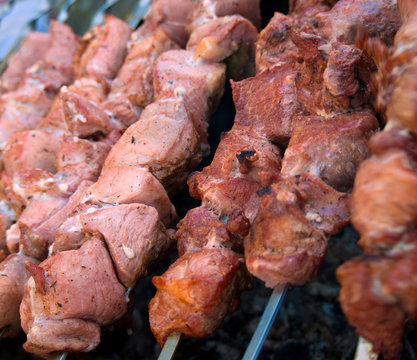 grilled mea skewers vegetables barbecue