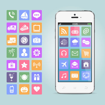 Mobile phone with app icons