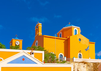 church at Korissia the main port of Kea island in Greece