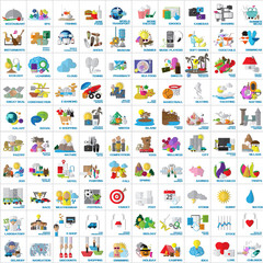 Flat Icons Set: Vector Illustration, Graphic Design. Collection Of Colorful Icons. For Web, Websites, Print, Presentation Templates, Promotional, Mobile Applications And Promotional Materials