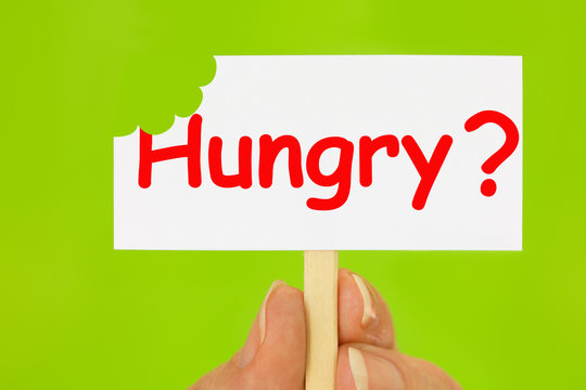 Little Hungry Sign on Green Background