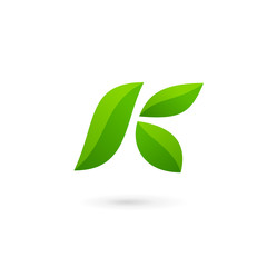 Letter K eco leaves logo icon design template elements