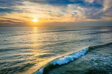 Sunset over the Pacific Ocean in Oceanside, California.