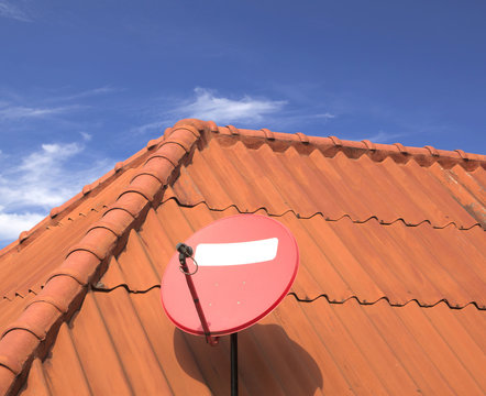 Satellite dishes house roof