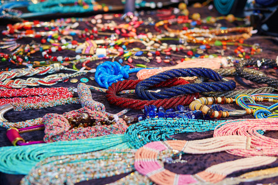 Many colourful necklaces