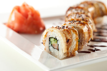 Salmon and Smoked Eel Maki Sushi