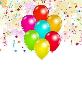 Set colorful balloons and confetti for your party