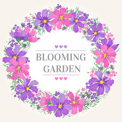 Round frame with  flowers.