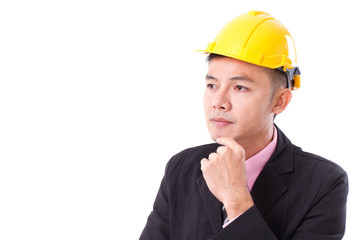 construction businessman thinking