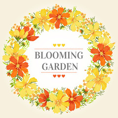 Round frame with  flowers.