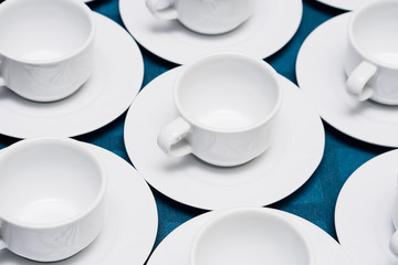Empty cups on table