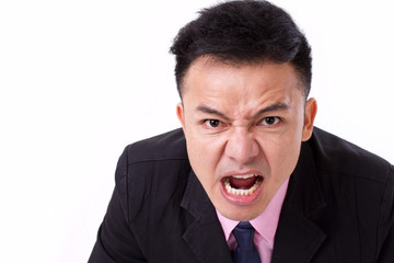 angry businessman shouting, screaming