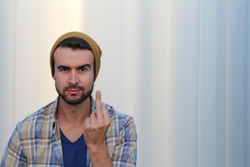 Fashion man flipping you off