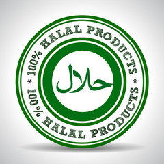 100% Halal Product  green Label, certified halal food seal