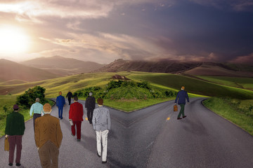 On the crossroads people choosing their pathway