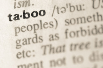 Dictionary definition of word taboo - obrazy, fototapety, plakaty