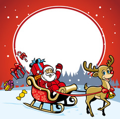 santa and the deer greeting christmas