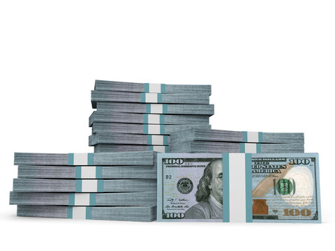 Stacks of money. New one hundred dollars.