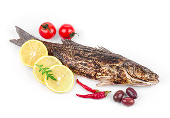Grilled seabass with vegetables