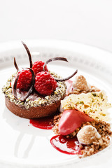 chocolate cake with raspberries