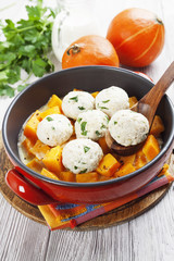 Baked pumpkin and chicken meatballs