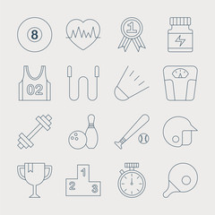 Sport line icon set
