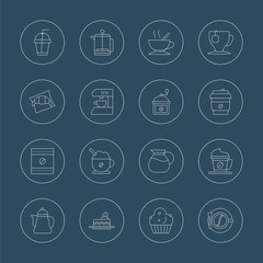 Coffee line icon set