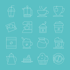 Coffee line icon set