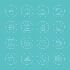 Coffee line icon set