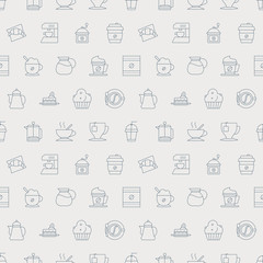 Coffee line icon pattern set