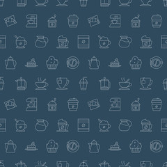 Coffee line icon pattern set
