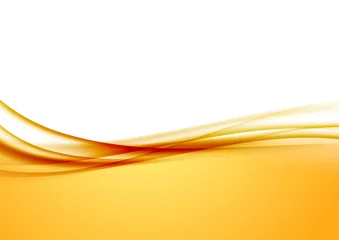 Abwaschbare Fototapete Abstrakte Welle Abstrakte orangefarbene Swoosh-Satin-Wellenliniengrenze