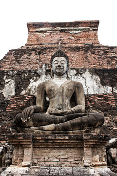 Statue of Buddha at Wat Mahathat in Sukhothai Thailand.