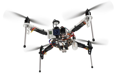 Qvadrocopter on white background.