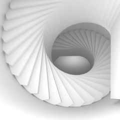 Abstract white 3d spiral interior perspective with stairs