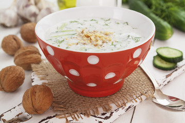 Tarator, bulgarian sour milk soup