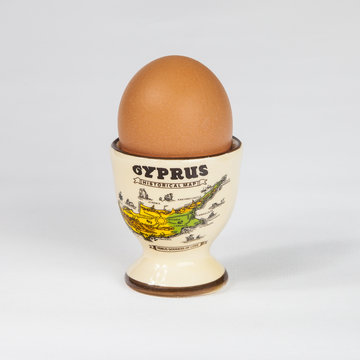 Cyprus egg cup with boiled egg