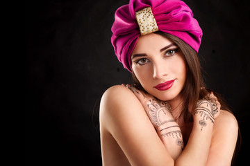 beautiful woman in oriental style in turban
