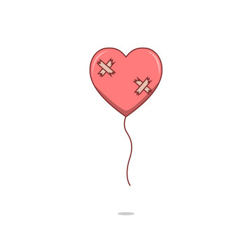 Isolated cartoon broken heart love balloon