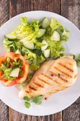 chicken breast and salad