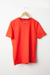 Orange t-shirt template ready for your graphic design.
