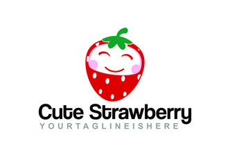 Cute Strawberry - Mascot Logo