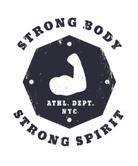 Strong body, strong spirit, gym t-shirt print design