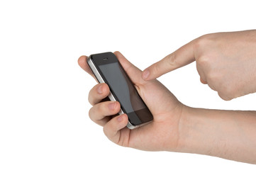 finger points to the phone