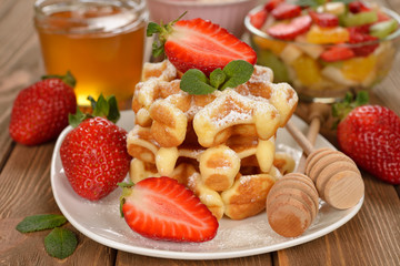 Waffles with strawberries