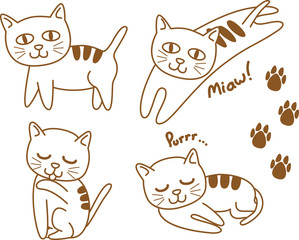 set of cute cat