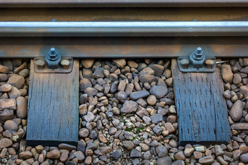 Closeup on a track of a railway