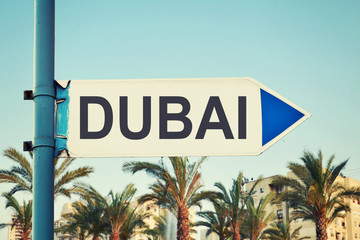 Dubai Road Sign. United Arab Emirates